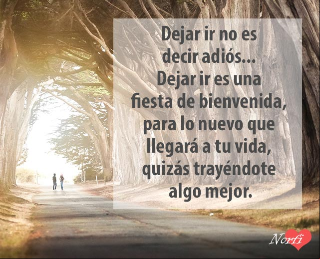 Dejar ir es una fiesta de bienvenida, para lo nuevo que llegará a tu vida, quizás trayéndote algo mucho mejor Dejar ir