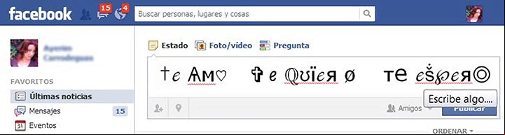 Usar simbolos, signos y caracteres especiales en Facebook