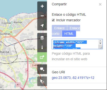 Obtener el codigo de un mapa de OpenStreetMap para insertar en un iframe