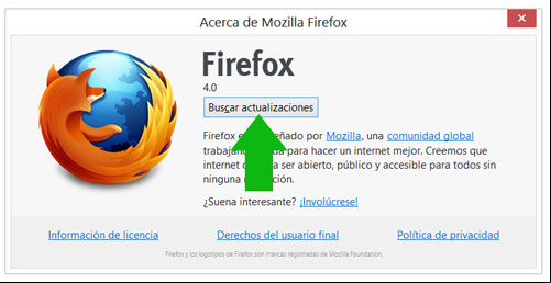 Actualizar el navegador Firefox a la ultima versión Actualizar el navegador Firefox a la ultima versión