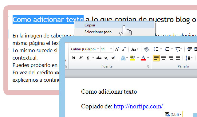 Códigos para agregar crédito al contenido copiado de nuestras páginas